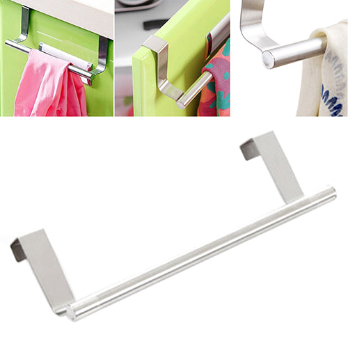 Bathroom Kitchen Cabinet Over Door Hanging Stainless Steel Towel Rack Holder Hanger