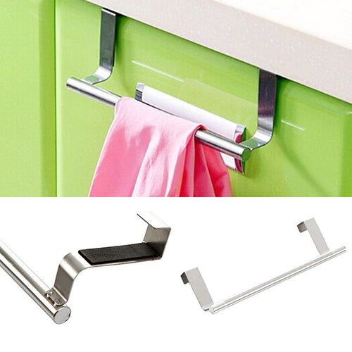 Bathroom Kitchen Cabinet Over Door Hanging Stainless Steel Towel Rack Holder Hanger