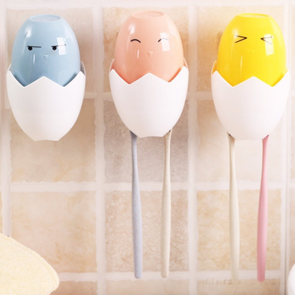 Chick Eggs Expressions Wall Suction Paste Toothbrush Holder Bathroom Supplies