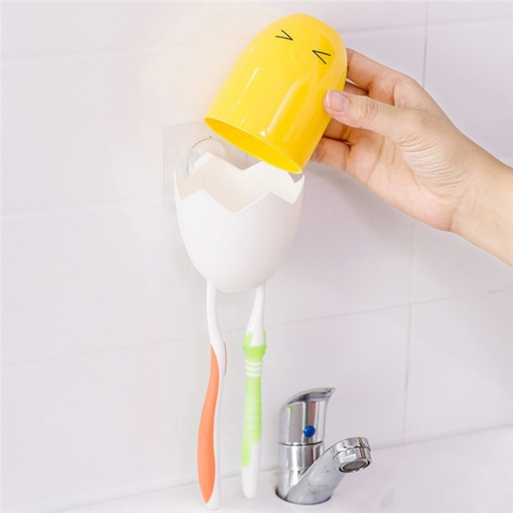 Chick Eggs Expressions Wall Suction Paste Toothbrush Holder Bathroom Supplies