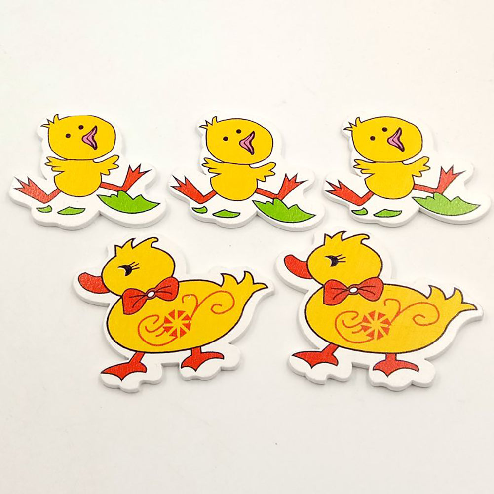 20 Pcs Wooden Cartoon Duck Chicks Shaped Sewing Art Buttons Scrapbook Craft