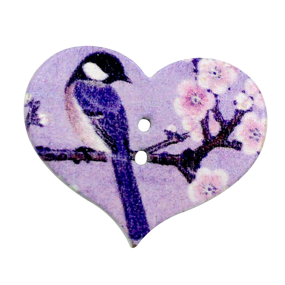 Vintage 50Pcs Bird Flower Heart Wooden Buttons DIY Scrapbooking Sewing Accessory