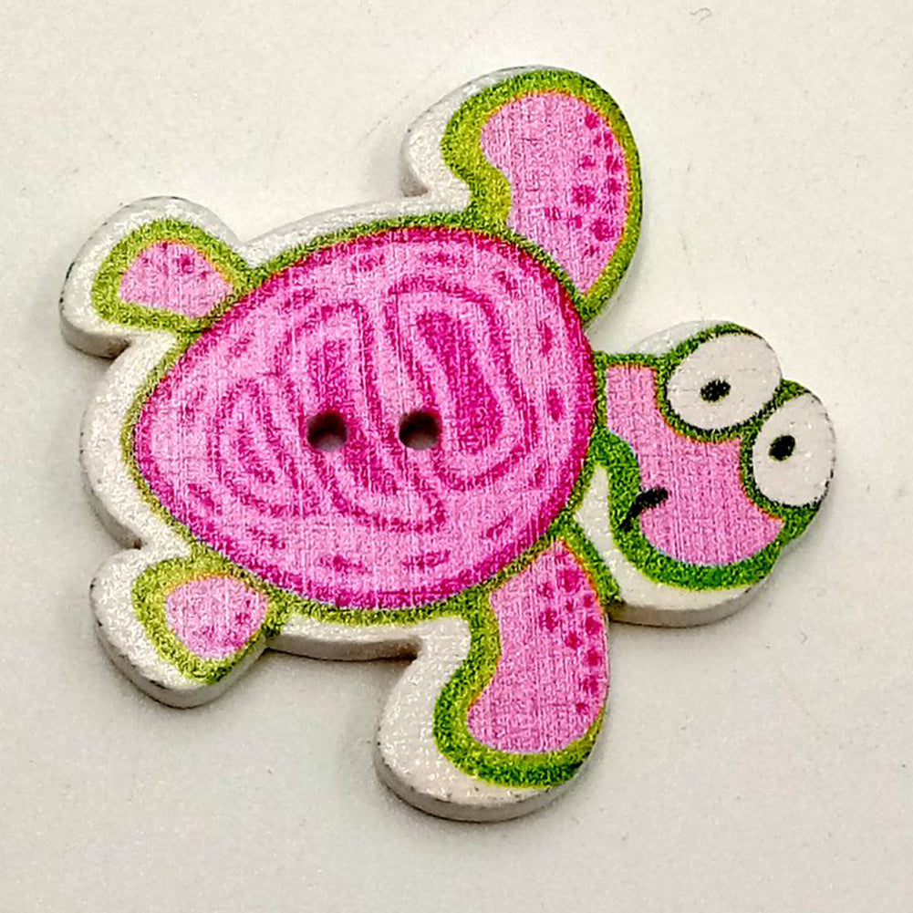 50Pcs Cartoon Sea Marine Animals Fish Crabs Seahorse 2 Holes Sewing Wood Buttons