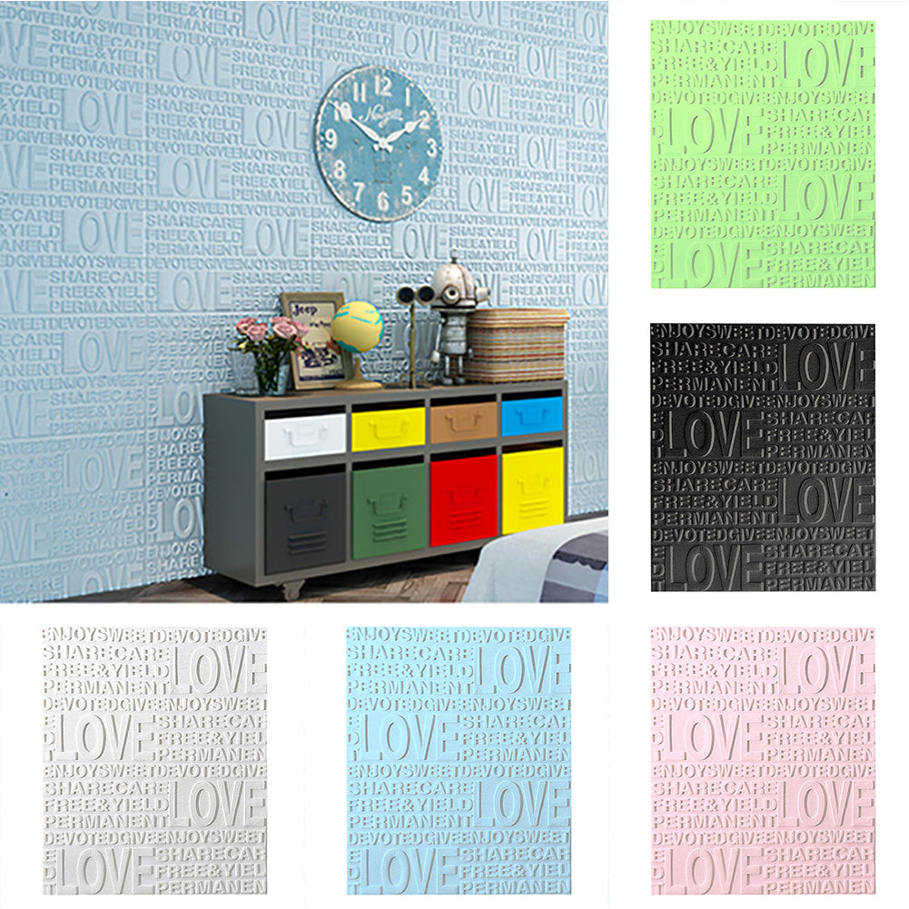 58x70cm 3D PE Foam English Letter Love Embossed Wall Sticker DIY Wallpaper Decor