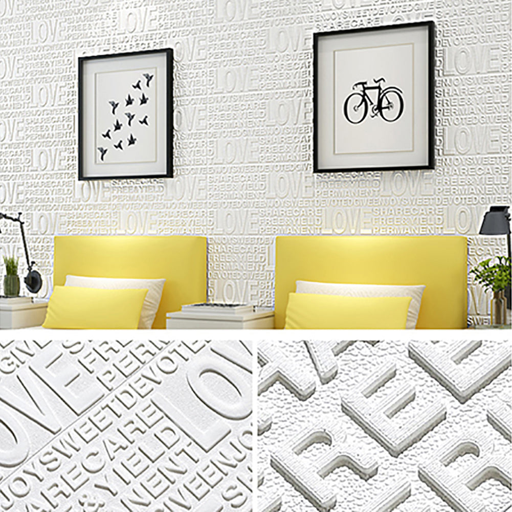 58x70cm 3D PE Foam English Letter Love Embossed Wall Sticker DIY Wallpaper Decor