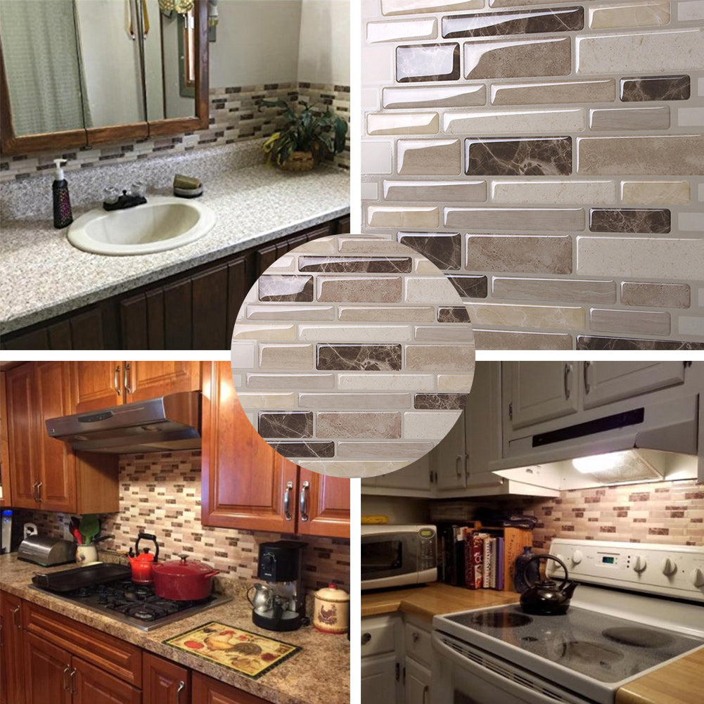 Modern 3D Tile Style Self-Adhesive Wallpaper Home Room DIY Wall Sticker Decor