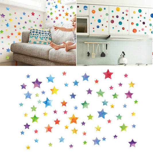Colorful Stars Dots Style PVC Wall Stickers Bedroom Nursery Kitchen Home Decor