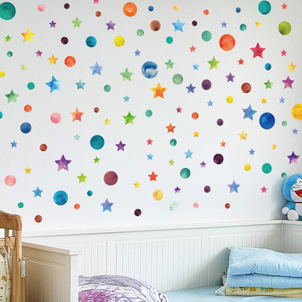 Colorful Stars Dots Style PVC Wall Stickers Bedroom Nursery Kitchen Home Decor