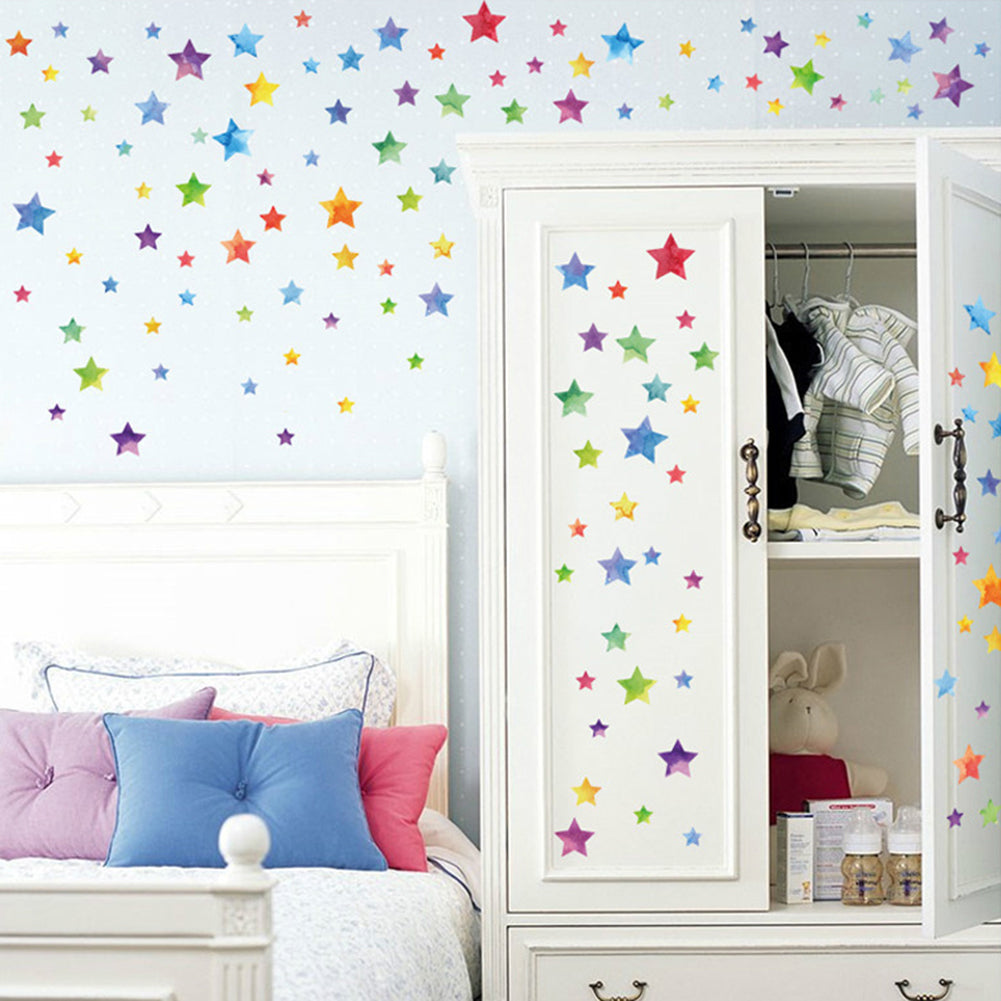 Colorful Stars Dots Style PVC Wall Stickers Bedroom Nursery Kitchen Home Decor