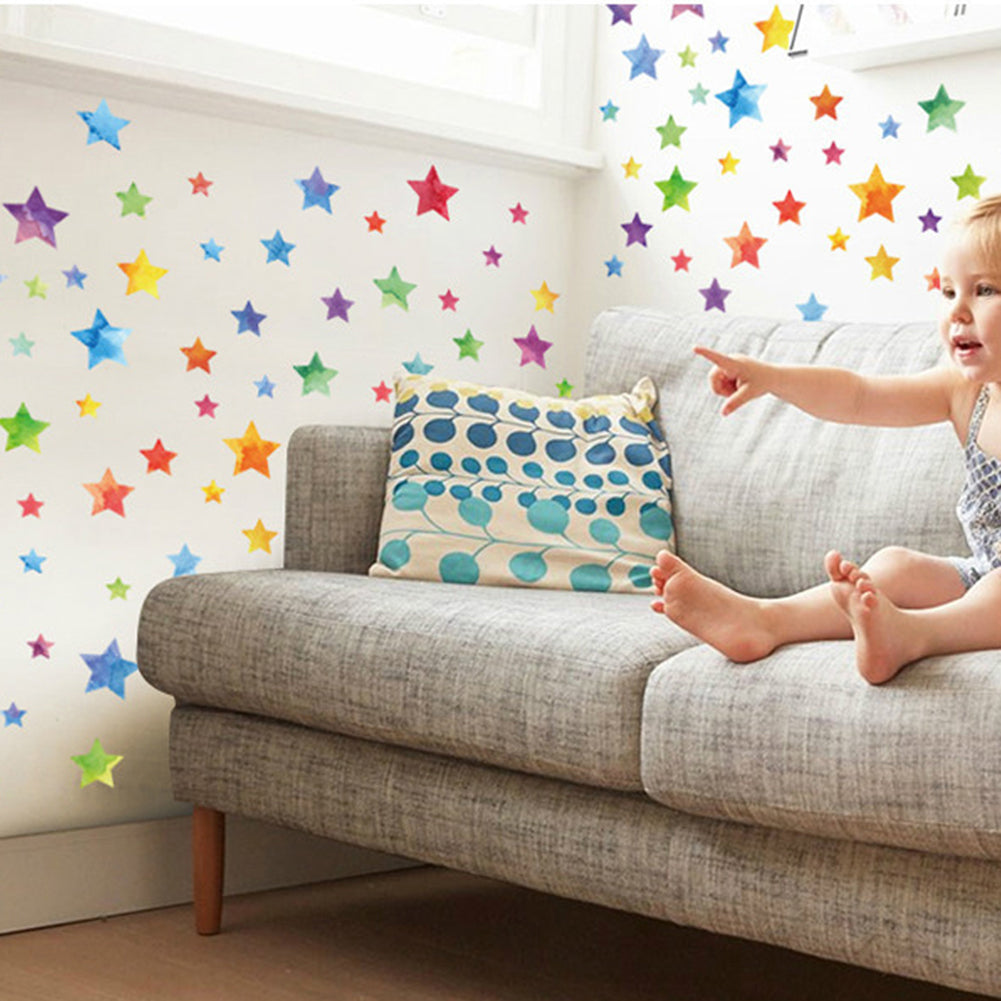 Colorful Stars Dots Style PVC Wall Stickers Bedroom Nursery Kitchen Home Decor