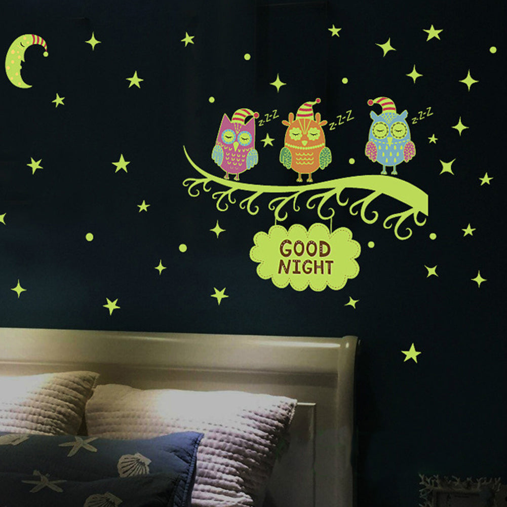 Removable Lovely Owl Wall Sticker Luminous Decals Kids Room Art Decor Gift