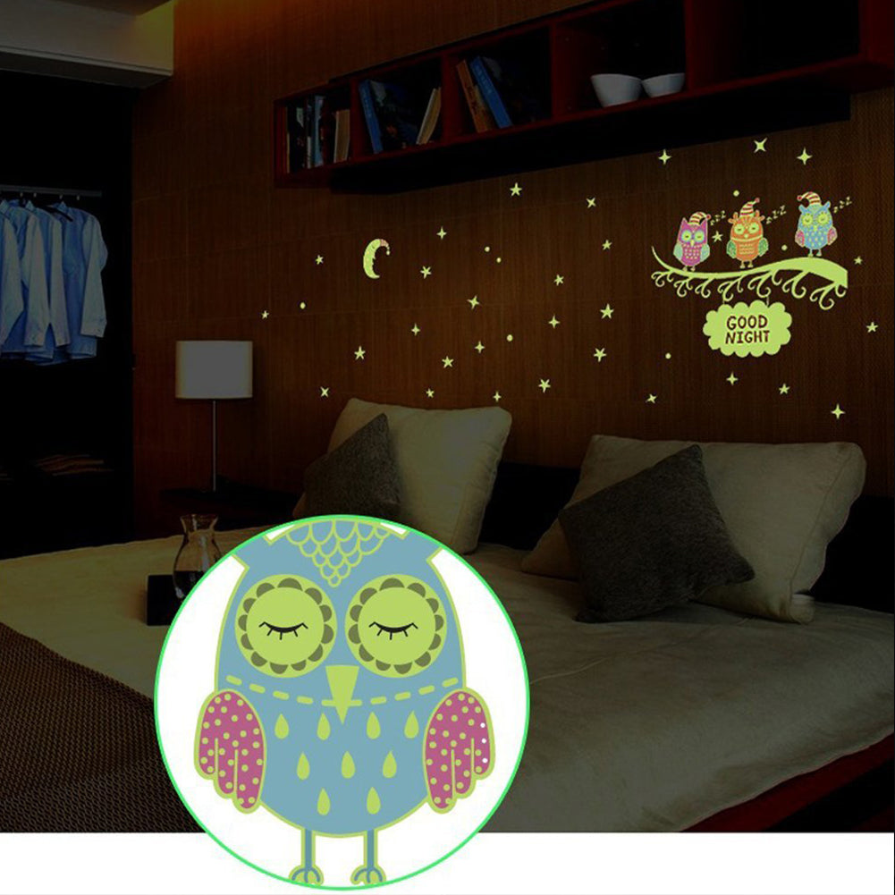 Removable Lovely Owl Wall Sticker Luminous Decals Kids Room Art Decor Gift