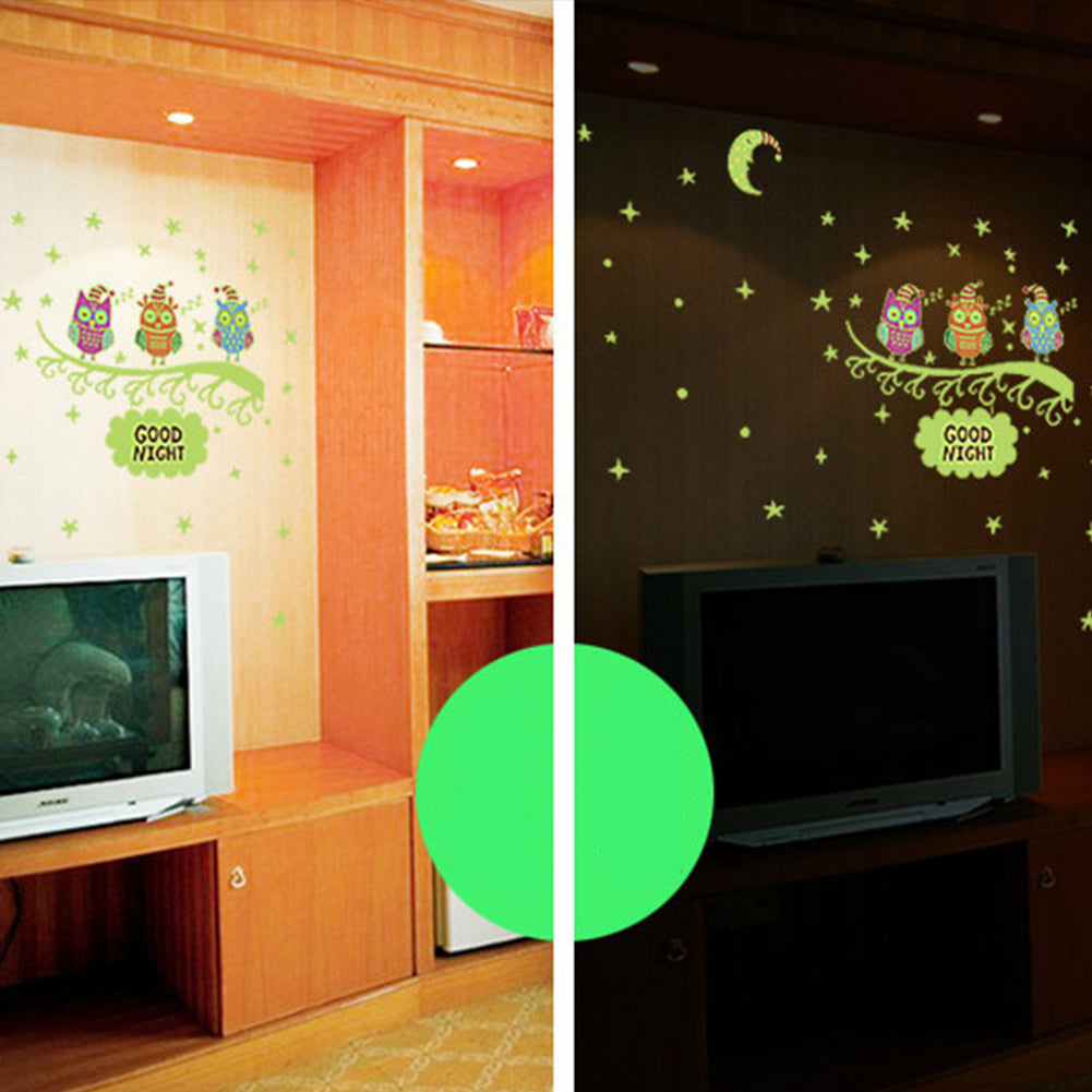 Removable Lovely Owl Wall Sticker Luminous Decals Kids Room Art Decor Gift