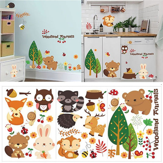 Woodland Animals Self Adhesive Removable Wall Sticker Bedroom Kids Room Decor