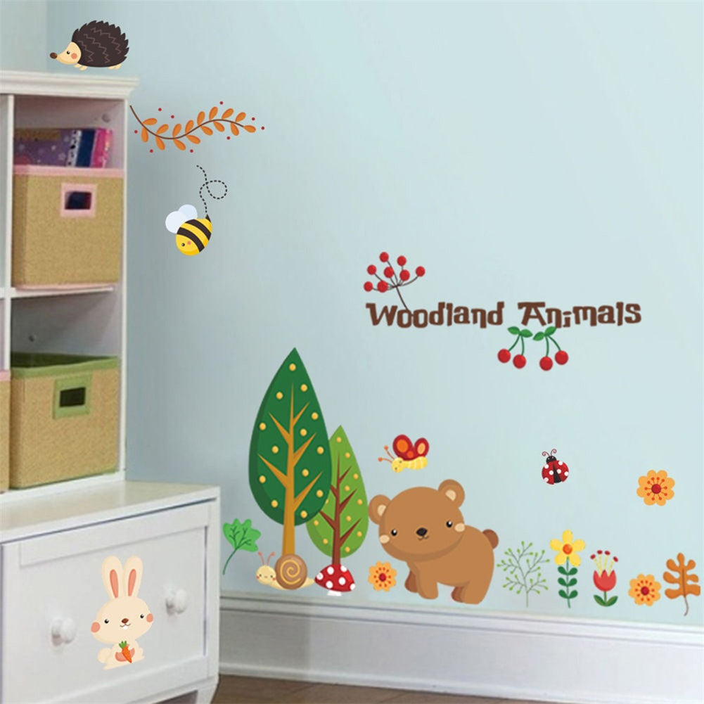 Woodland Animals Self Adhesive Removable Wall Sticker Bedroom Kids Room Decor