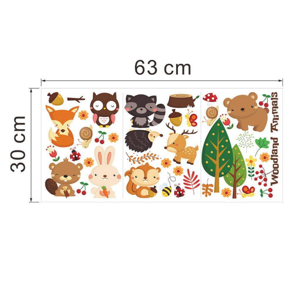 Woodland Animals Self Adhesive Removable Wall Sticker Bedroom Kids Room Decor