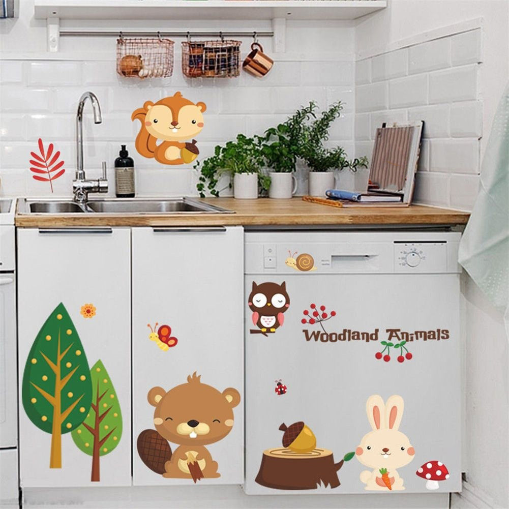 Woodland Animals Self Adhesive Removable Wall Sticker Bedroom Kids Room Decor