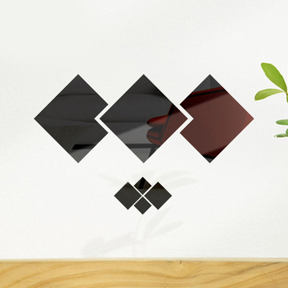 Square Shape Acrylic Mirror Effect Wall Sticker TV Background Living Room Decor