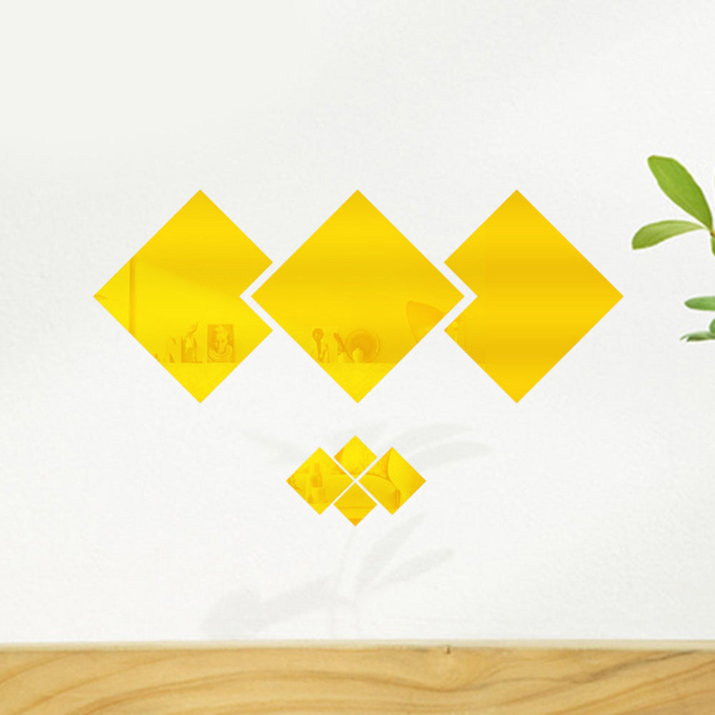 Square Shape Acrylic Mirror Effect Wall Sticker TV Background Living Room Decor