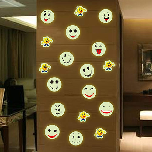 Removable Smiley Face Emoji Wall Sticker Luminous Decals Kids Room Art Decor