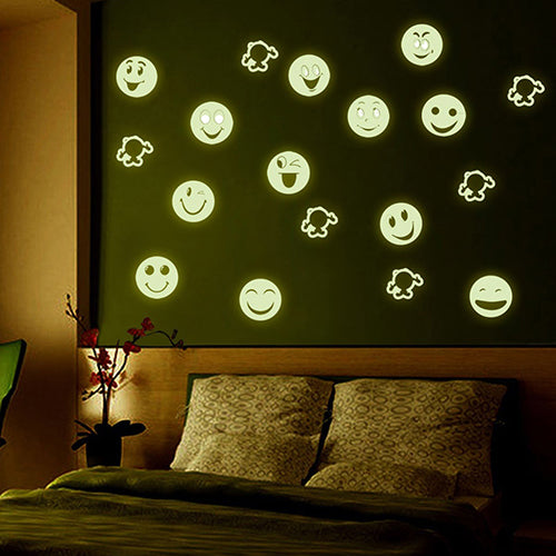 Removable Smiley Face Emoji Wall Sticker Luminous Decals Kids Room Art Decor