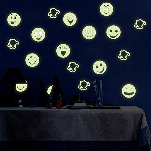 Removable Smiley Face Emoji Wall Sticker Luminous Decals Kids Room Art Decor