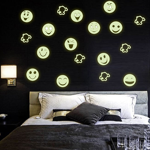 Removable Smiley Face Emoji Wall Sticker Luminous Decals Kids Room Art Decor