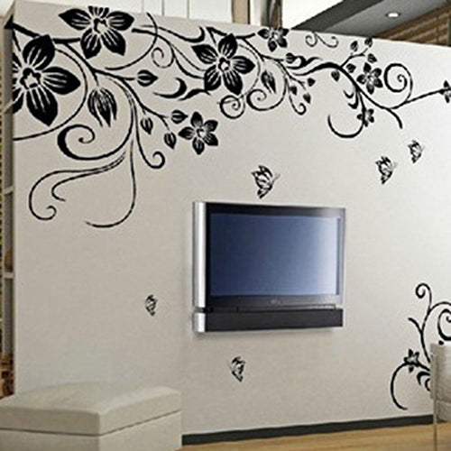 Cats Street Lamp Butterflies Flower Vase Home Room Wall Art Decal Mural Sticker