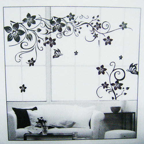 Cats Street Lamp Butterflies Flower Vase Home Room Wall Art Decal Mural Sticker