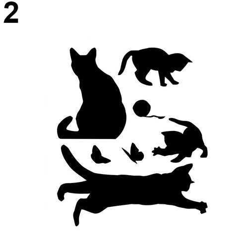 Cats Street Lamp Butterflies Flower Vase Home Room Wall Art Decal Mural Sticker