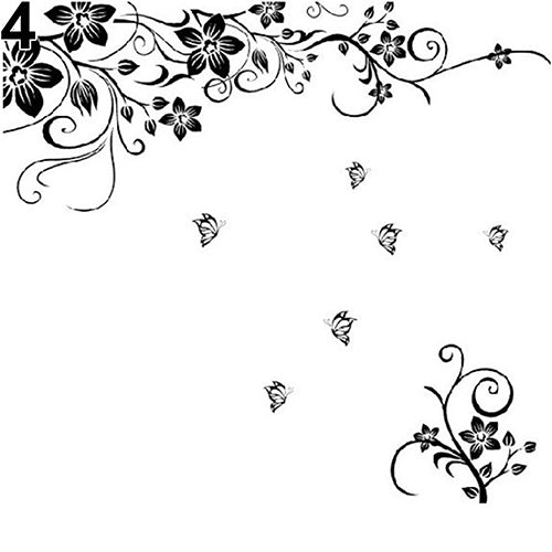 Cats Street Lamp Butterflies Flower Vase Home Room Wall Art Decal Mural Sticker