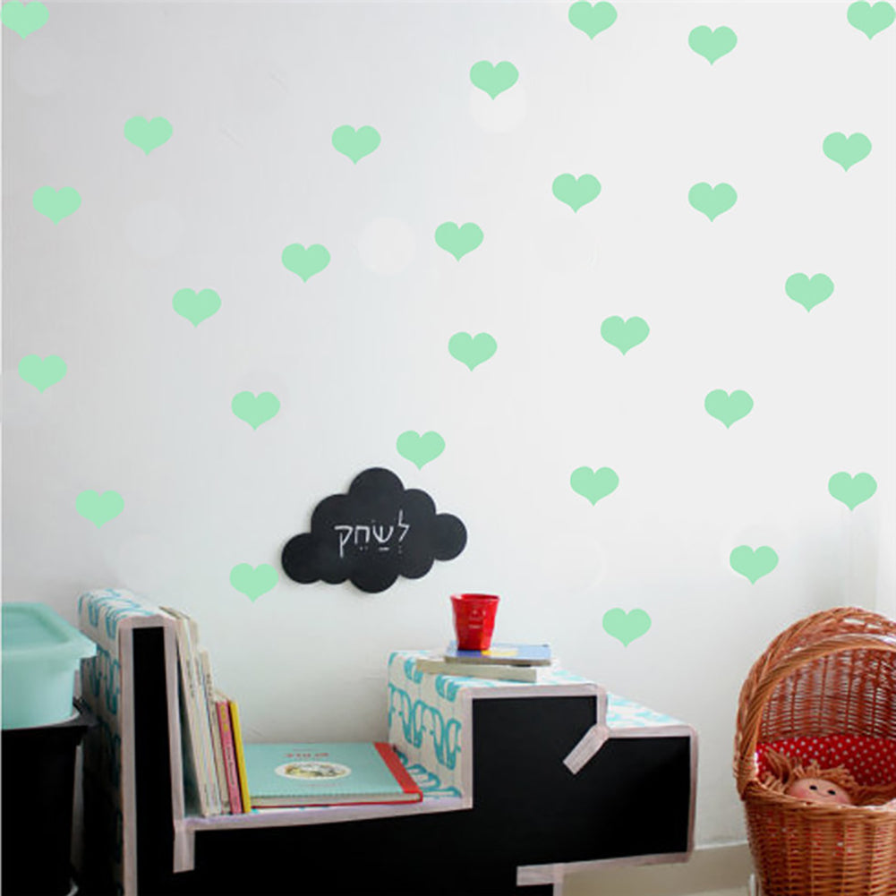 18Pcs Luminous Glow Hollow Out Love Heart Decals Home Decor Wall Stickers