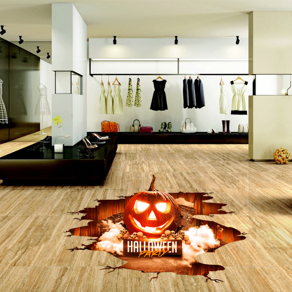 Halloween Wall Floor Pumpkin Skull Decal Sticker Mural Home Party Decoration