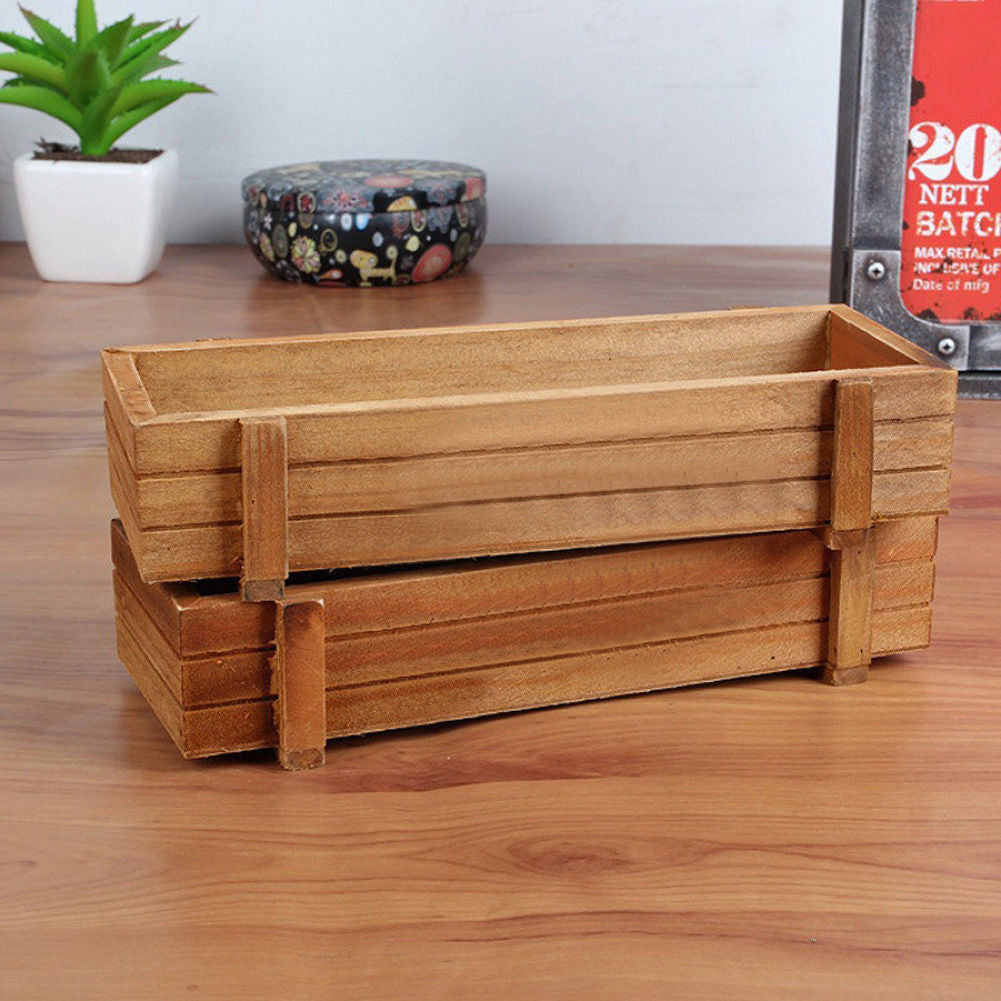 Wood Planter Box Garden Yard Rectangle Flower Succulent Container Plant Pot