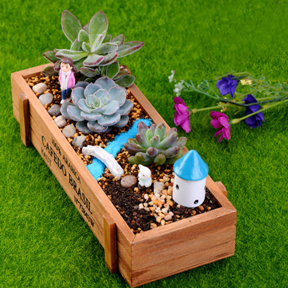 Wood Planter Box Garden Yard Rectangle Flower Succulent Container Plant Pot