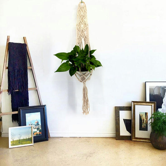 Handmade Indoor Balcony Garden Flower Pot Bonsai Hanging Rope Basket Wall Decor