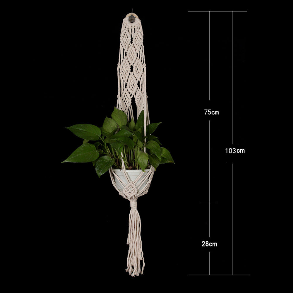 Handmade Indoor Balcony Garden Flower Pot Bonsai Hanging Rope Basket Wall Decor