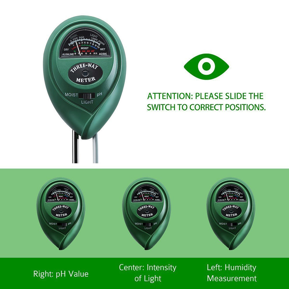 3-in-1 Soil Tester Kit Moisture Light PH Meter Gardening Tool for Flower Plant