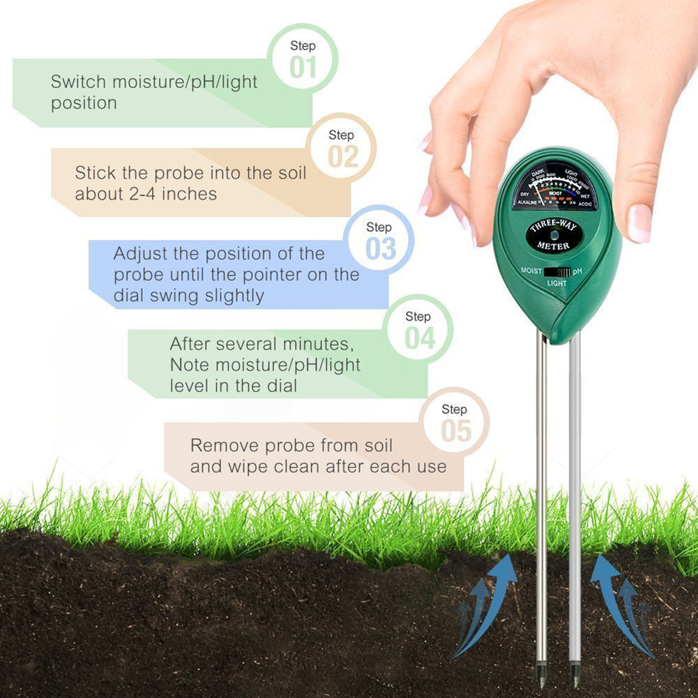 3-in-1 Soil Tester Kit Moisture Light PH Meter Gardening Tool for Flower Plant