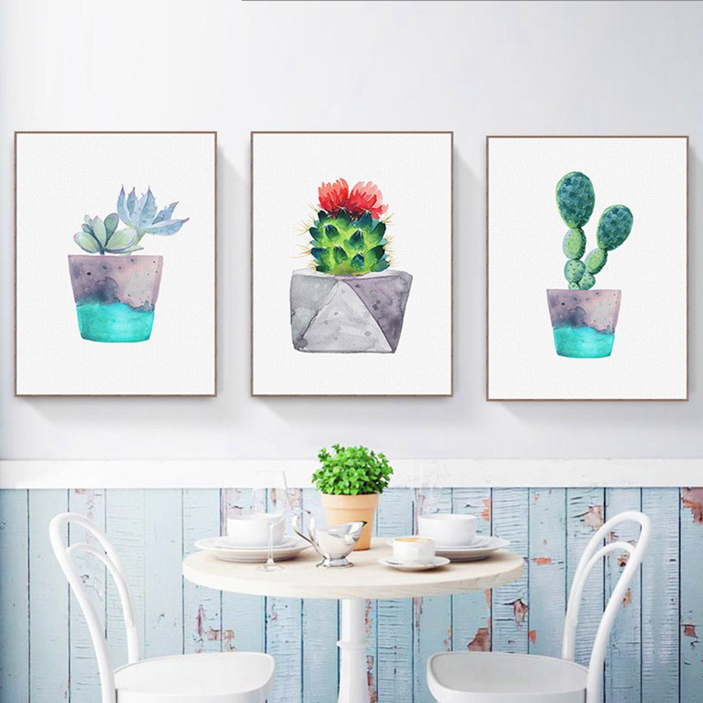 Watercolor Succulent Plant Cactus Poster Nordic Canvas Painting Wall Picture