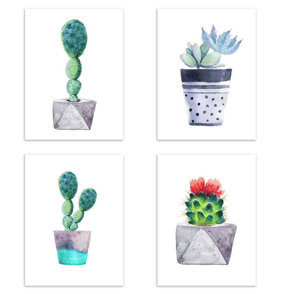 Watercolor Succulent Plant Cactus Poster Nordic Canvas Painting Wall Picture