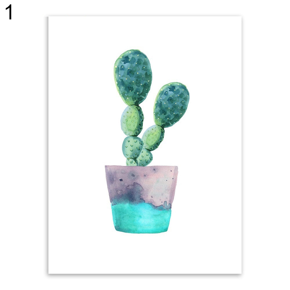 Watercolor Succulent Plant Cactus Poster Nordic Canvas Painting Wall Picture