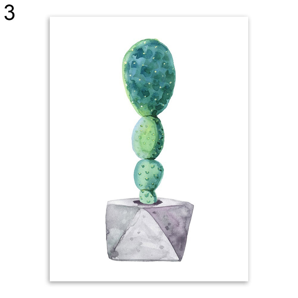 Watercolor Succulent Plant Cactus Poster Nordic Canvas Painting Wall Picture