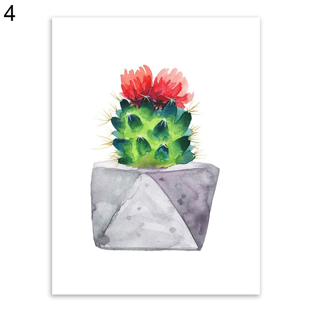 Watercolor Succulent Plant Cactus Poster Nordic Canvas Painting Wall Picture