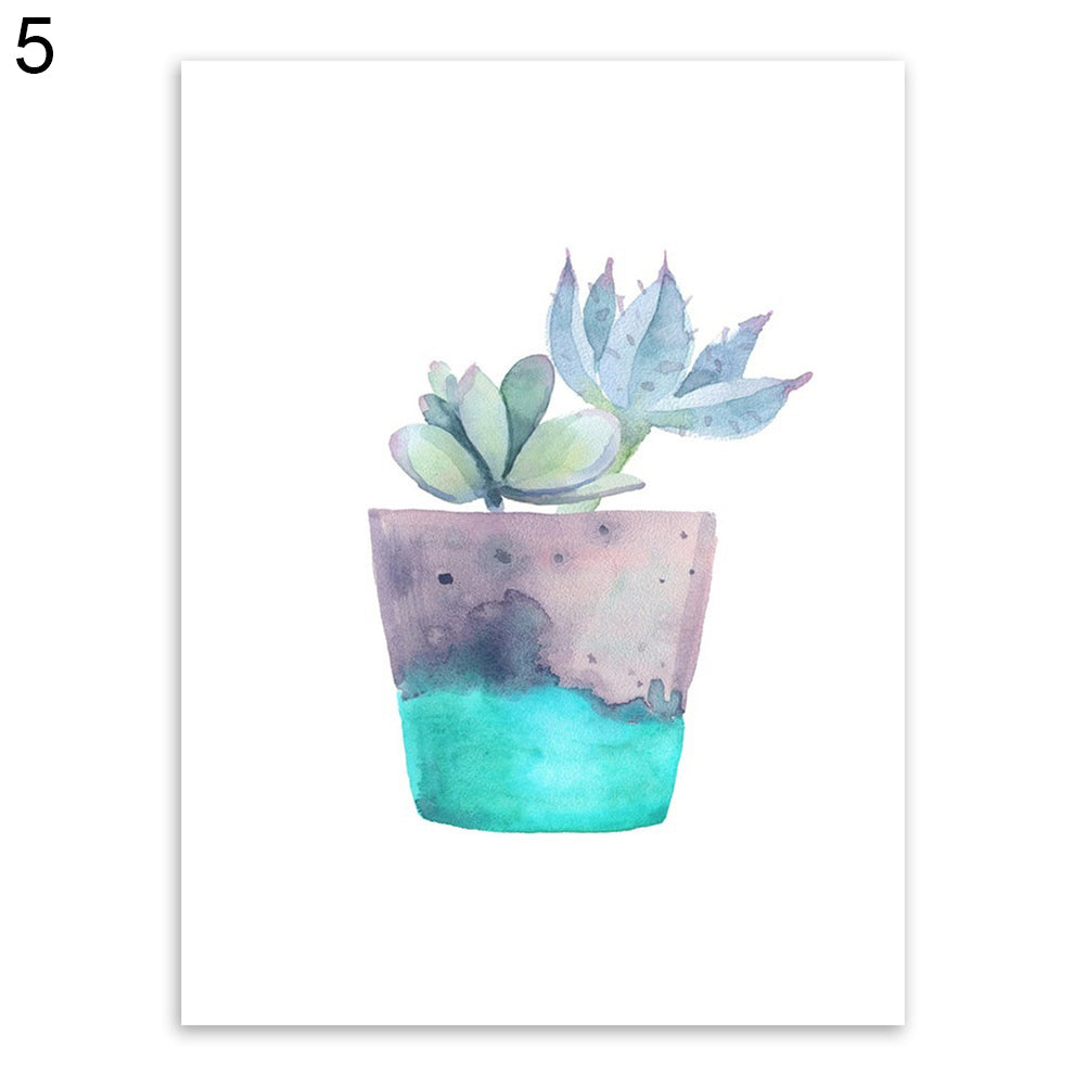 Watercolor Succulent Plant Cactus Poster Nordic Canvas Painting Wall Picture