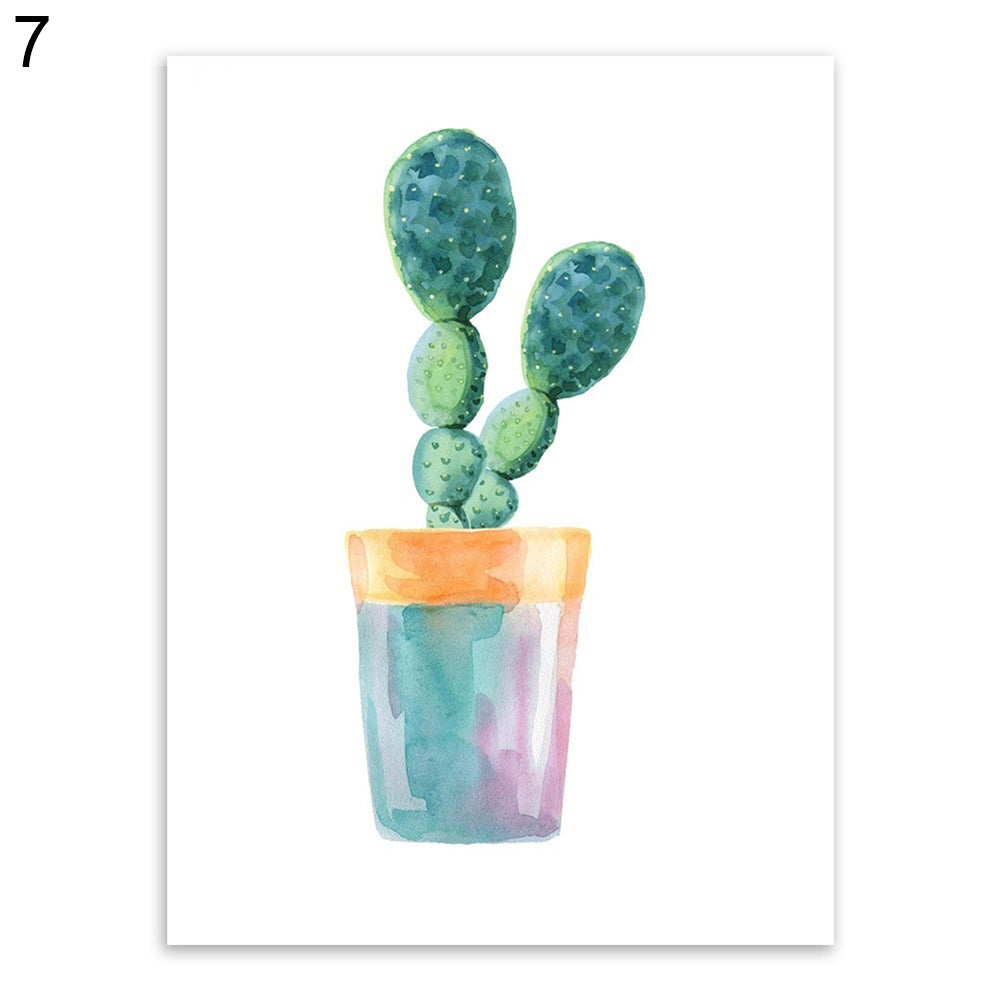 Watercolor Succulent Plant Cactus Poster Nordic Canvas Painting Wall Picture