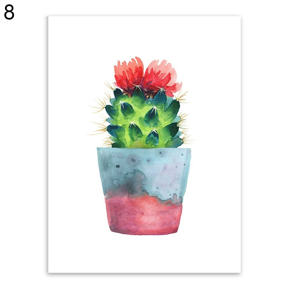 Watercolor Succulent Plant Cactus Poster Nordic Canvas Painting Wall Picture