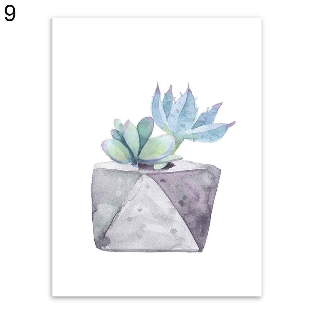 Watercolor Succulent Plant Cactus Poster Nordic Canvas Painting Wall Picture