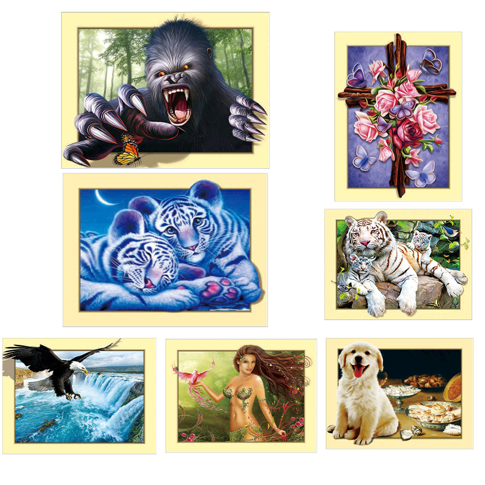 Orangutan Eagle Dog Tiger Cross Stitch Embroidery Decor Full Diamond Painting