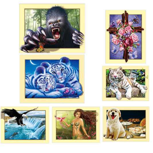 Orangutan Eagle Dog Tiger Cross Stitch Embroidery Decor Full Diamond Painting